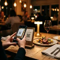 Restaurant guest scanning a QR code for digital menu